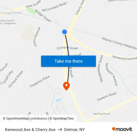 Kenwood Ave & Cherry Ave to Delmar, NY map