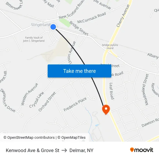 Kenwood Ave & Grove St to Delmar, NY map