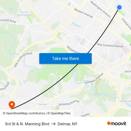 3rd St & N. Manning Blvd to Delmar, NY map