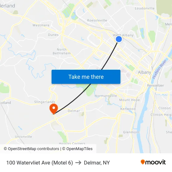 100 Watervliet Ave (Motel 6) to Delmar, NY map