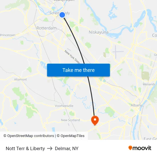 Nott Terr & Liberty to Delmar, NY map