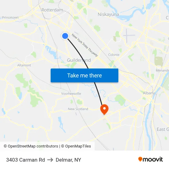 3403 Carman Rd to Delmar, NY map