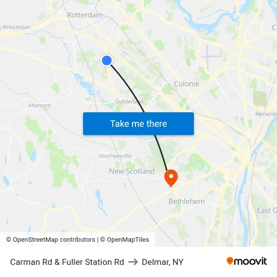 Carman Rd & Fuller Station Rd to Delmar, NY map