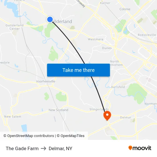 The Gade Farm to Delmar, NY map