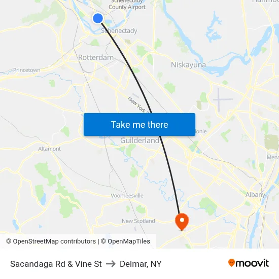 Sacandaga Rd & Vine St to Delmar, NY map