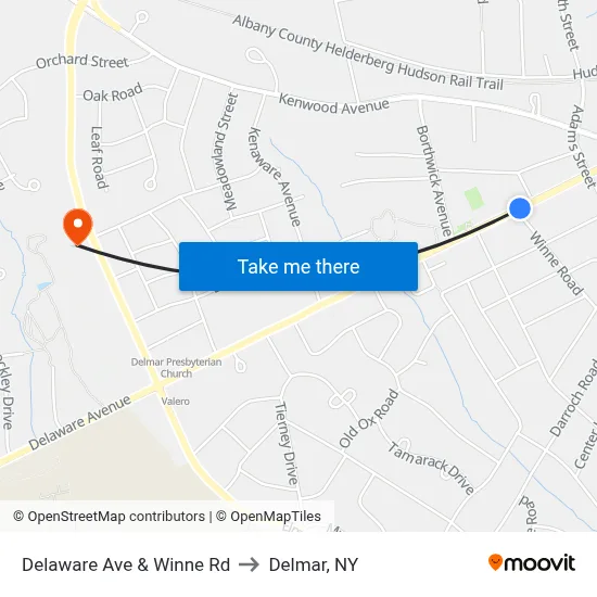 Delaware Ave & Winne Rd to Delmar, NY map