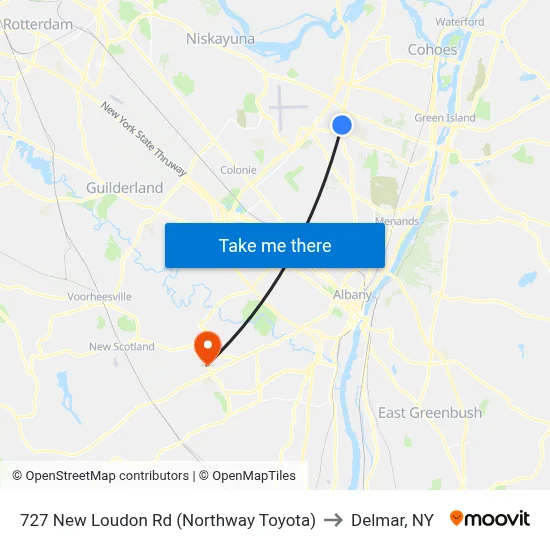 727 New Loudon Rd (Northway Toyota) to Delmar, NY map