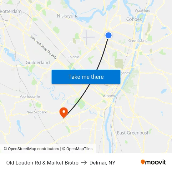 Old Loudon Rd & Market Bistro to Delmar, NY map