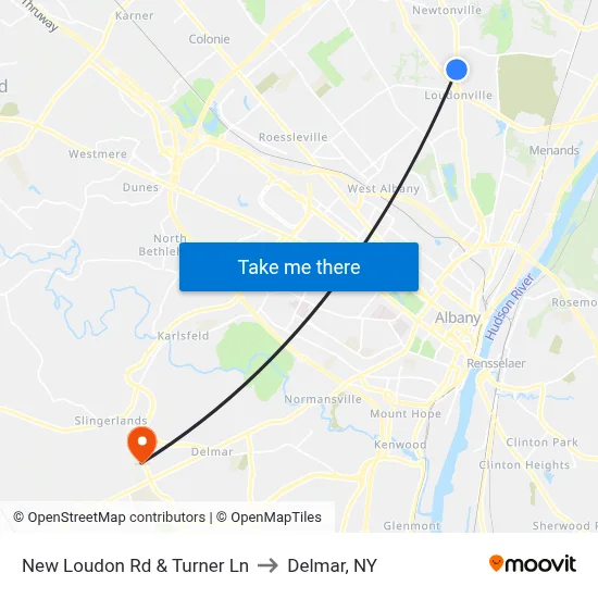 New Loudon Rd & Turner Ln to Delmar, NY map