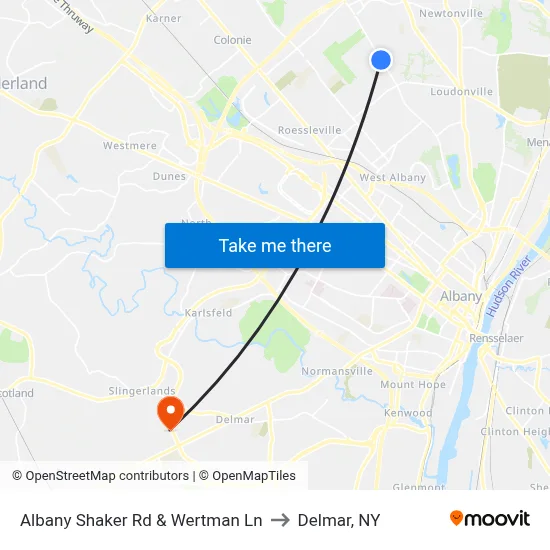 Albany Shaker Rd & Wertman Ln to Delmar, NY map