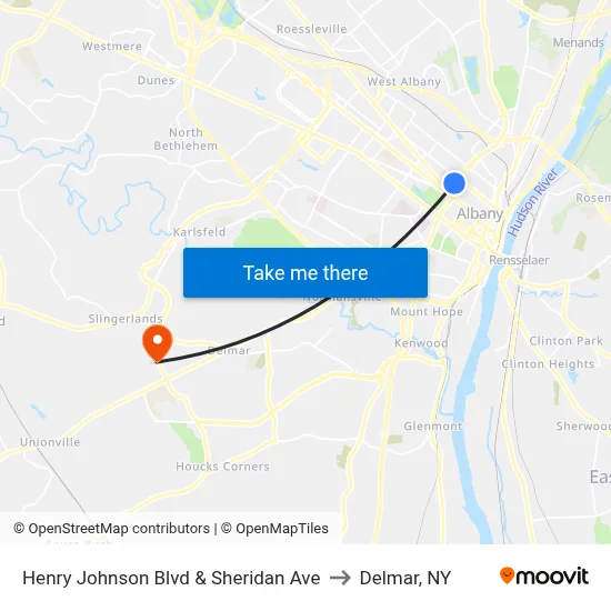 Henry Johnson Blvd & Sheridan Ave to Delmar, NY map