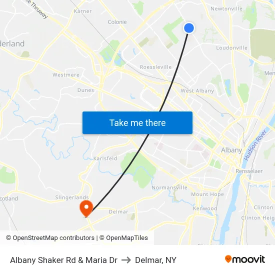 Albany Shaker Rd & Maria Dr to Delmar, NY map