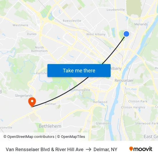 Van Rensselaer Blvd & River Hill Ave to Delmar, NY map
