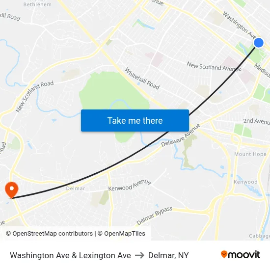 Washington Ave & Lexington Ave to Delmar, NY map