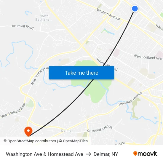 Washington Ave & Homestead Ave to Delmar, NY map