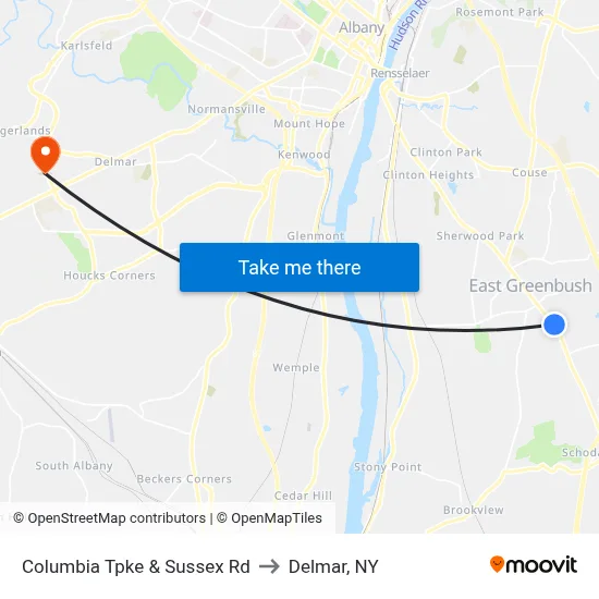 Columbia Tpke & Sussex Rd to Delmar, NY map