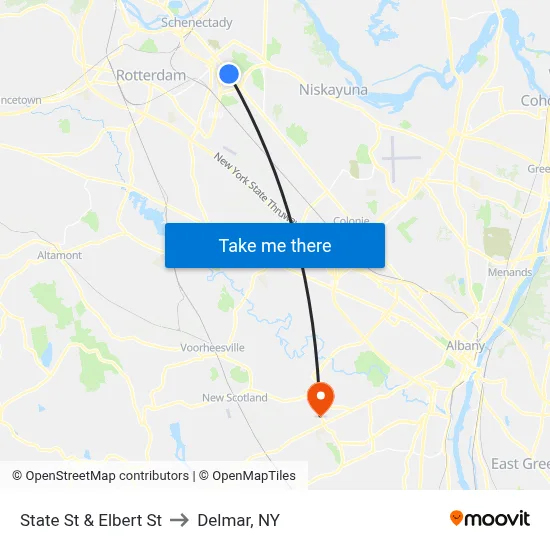 State St & Elbert St to Delmar, NY map