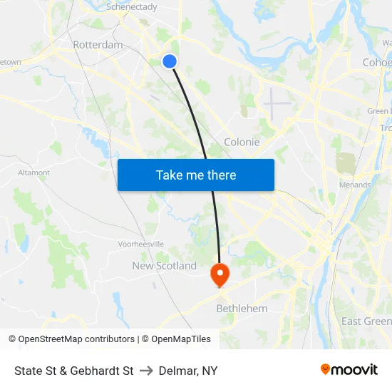 State St & Gebhardt St to Delmar, NY map