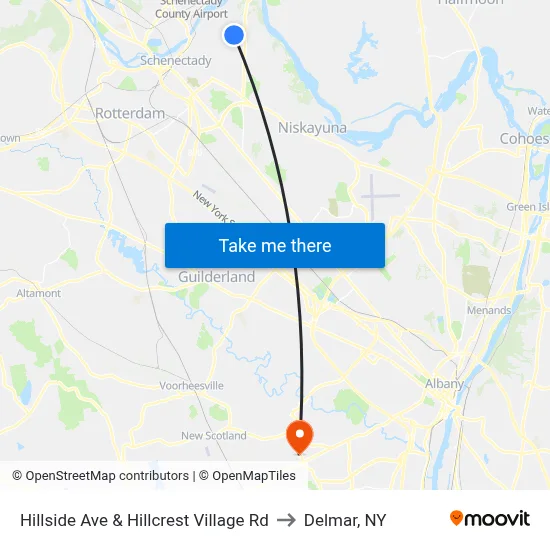 Hillside Ave & Hillcrest Village Rd to Delmar, NY map