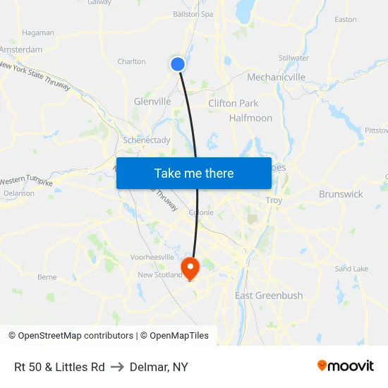 Rt 50 & Littles Rd to Delmar, NY map