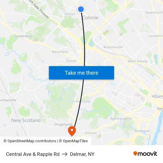 Central Ave & Rapple Rd to Delmar, NY map