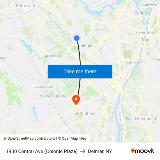 1900 Central Ave (Colonie Plaza) to Delmar, NY map