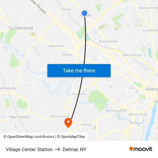 Village Center Station to Delmar, NY map