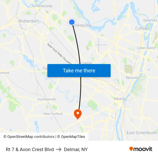 Rt 7 & Avon Crest Blvd to Delmar, NY map