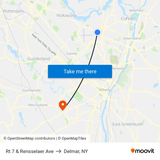 Rt 7 & Rensselaer Ave to Delmar, NY map