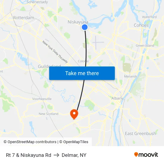 Rt 7 & Niskayuna Rd to Delmar, NY map