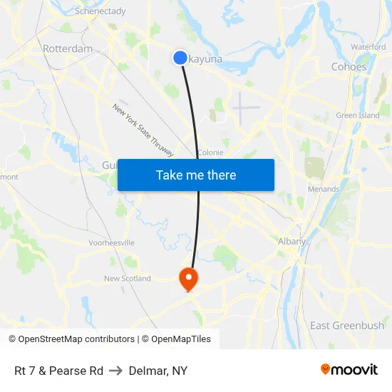 Rt 7 & Pearse Rd to Delmar, NY map