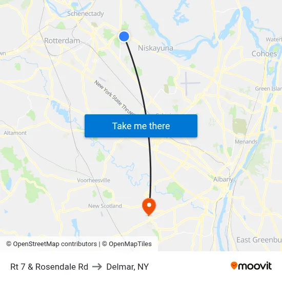 Rt 7 & Rosendale Rd to Delmar, NY map