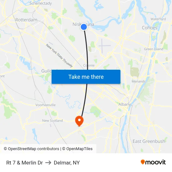 Rt 7 & Merlin Dr to Delmar, NY map