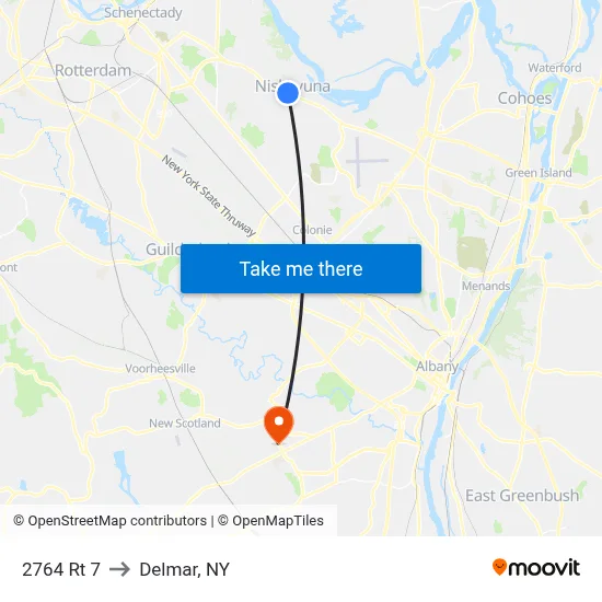 2764 Rt 7 to Delmar, NY map