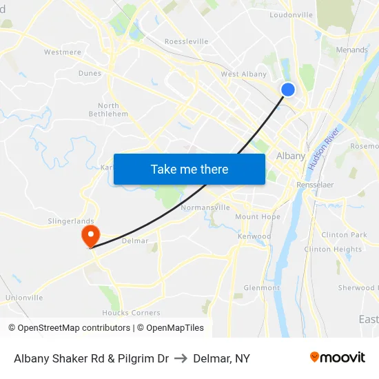 Albany Shaker Rd & Pilgrim Dr to Delmar, NY map