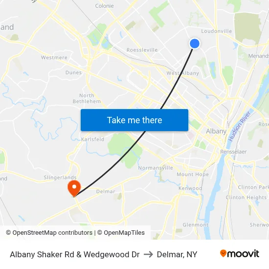 Albany Shaker Rd & Wedgewood Dr to Delmar, NY map