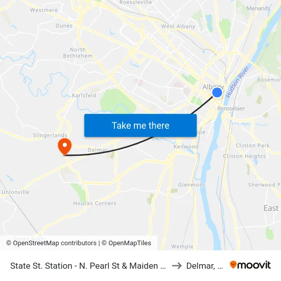 State St. Station - N. Pearl St & Maiden Lane to Delmar, NY map