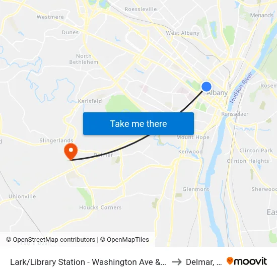 Lark/Library Station - Washington Ave & Lark St to Delmar, NY map