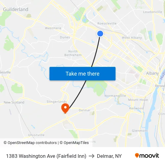 1383 Washington Ave (Fairfield Inn) to Delmar, NY map