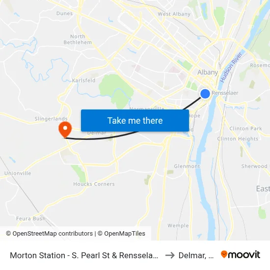 Morton Station - S. Pearl St & Rensselaer St to Delmar, NY map