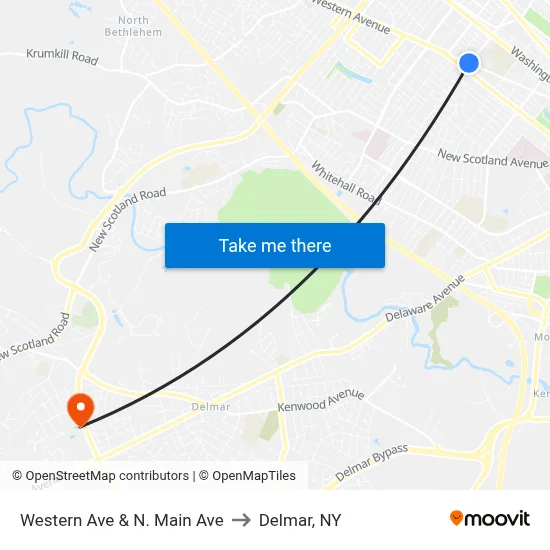Western Ave & N. Main Ave to Delmar, NY map