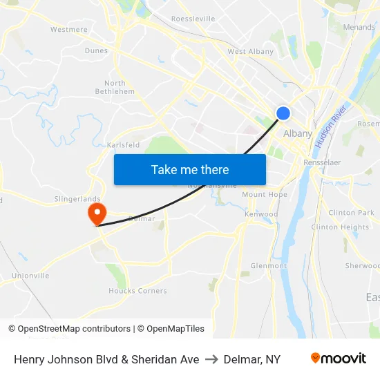 Henry Johnson Blvd & Sheridan Ave to Delmar, NY map