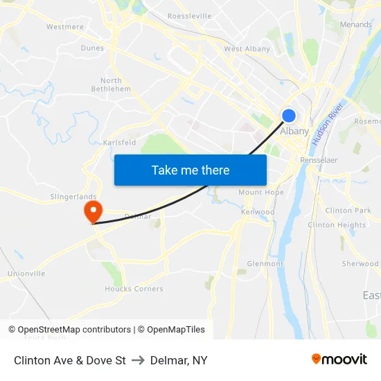 Clinton Ave & Dove St to Delmar, NY map