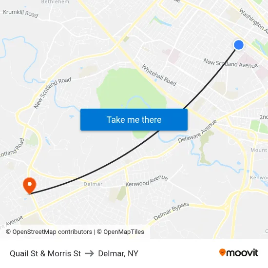 Quail St & Morris St to Delmar, NY map