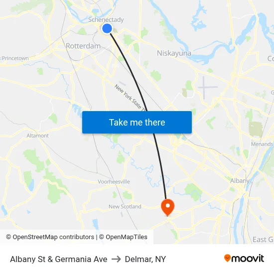 Albany St & Germania Ave to Delmar, NY map