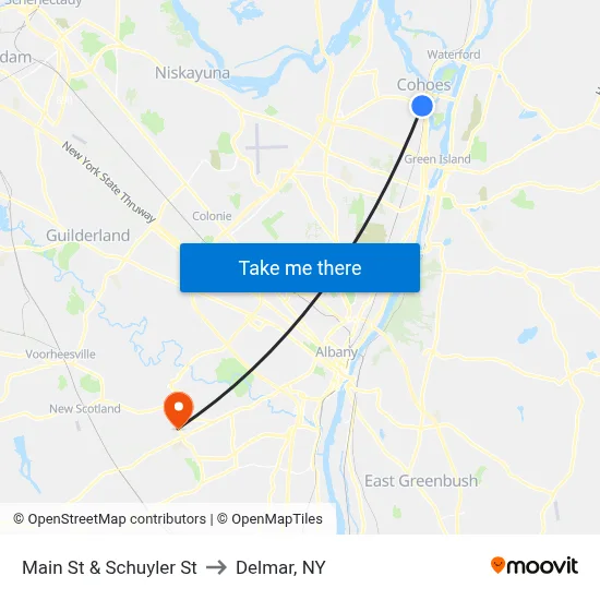 Main St & Schuyler St to Delmar, NY map