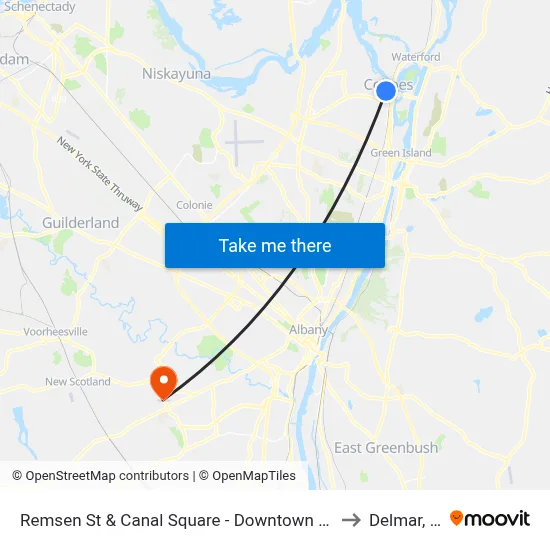 Remsen St & Canal Square - Downtown Cohoes to Delmar, NY map