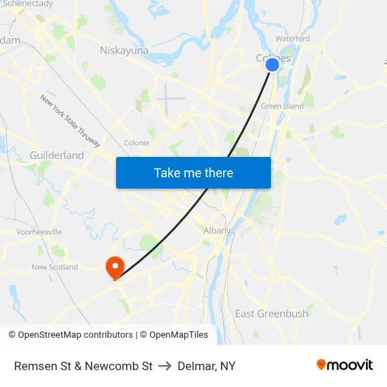 Remsen St & Newcomb St to Delmar, NY map