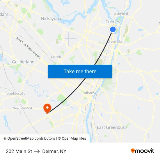 202 Main St to Delmar, NY map