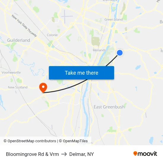 Bloomingrove Rd & Vrm to Delmar, NY map